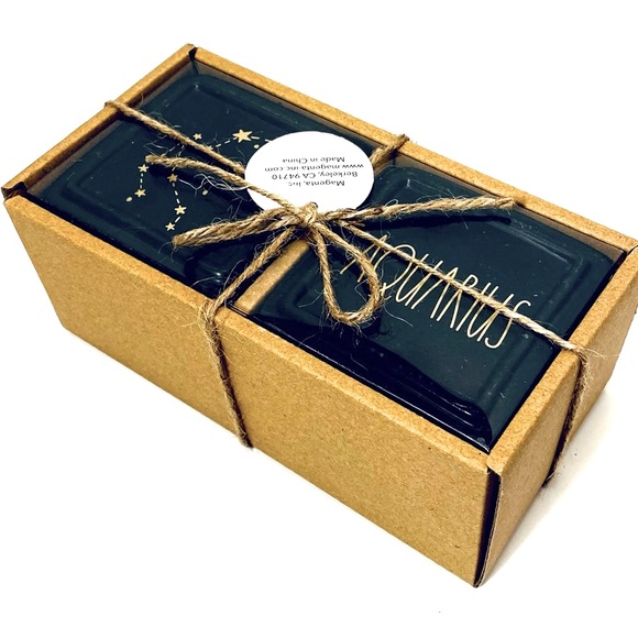 Rae Dunn AQUARIUS set of 2 ceramic jewelry boxes